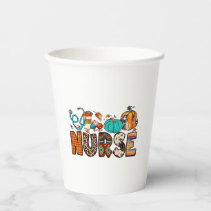 Fall Nurse Leopard Cowhide Pumpkin Fall 744 Paper Cups