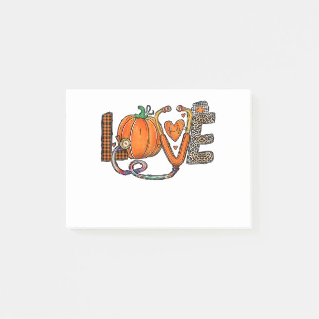 Fall Nurse Love Leopard Pumpkin Thankful Nurse Tha Post-it Notes (Front)