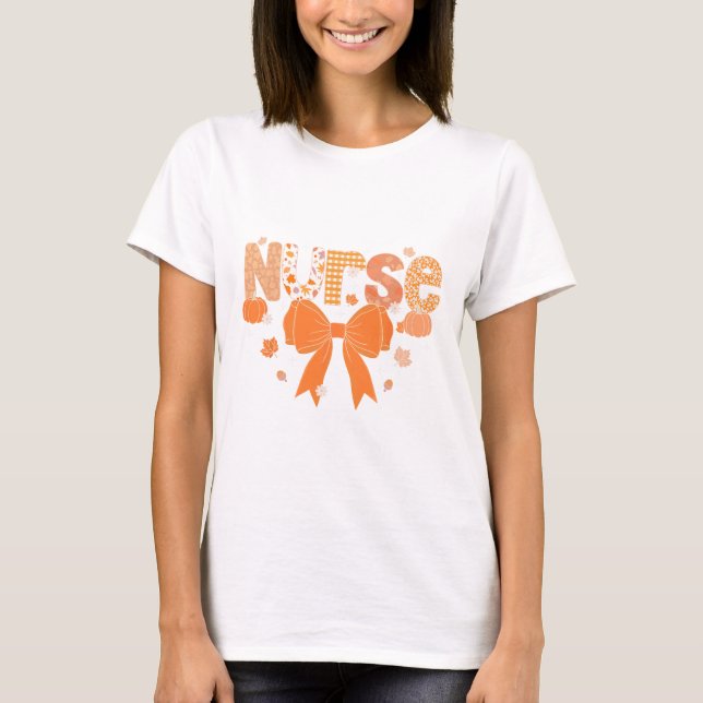 Fall Nurse Shirt Women Pumpkin Season Autumn Thank (Front)