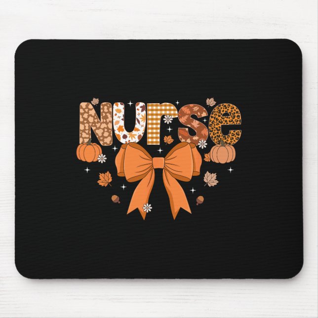 Fall Nurse Shirt Women Pumpkin Season Autumn Thank Mouse Mat (Front)