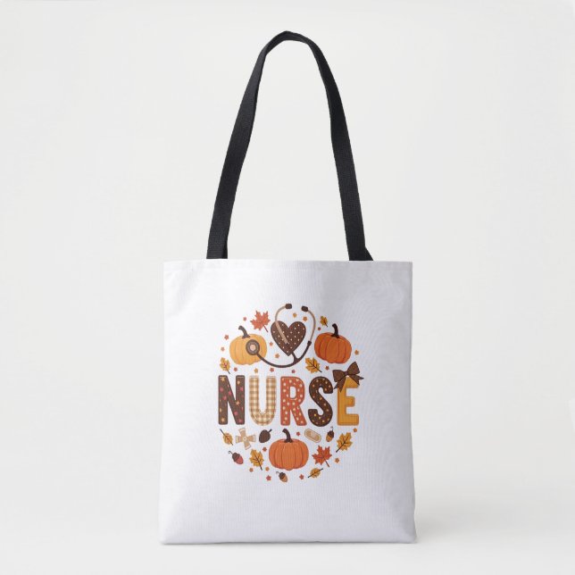 Fall Nurse – Watercolor Cute & Colourful Tote Bag (Front)