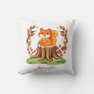 Fall Nursery Decor Cute Baby Squirrel Autumn Cushion