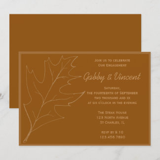 Fall Oak Leaf Engagement Party Invitation