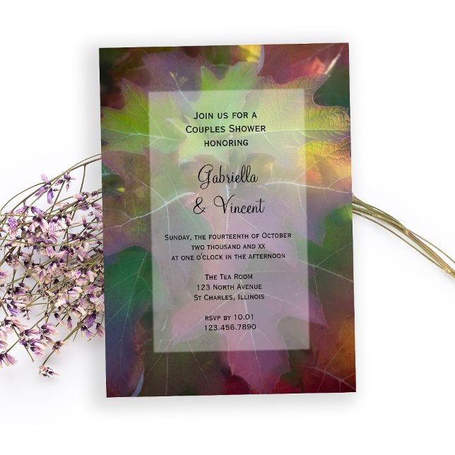 Fall Oak Leaf Hydrangea Couples Wedding Shower Invitation (Fall in Love with this woodsy Autumn Couple Shower Invitation)