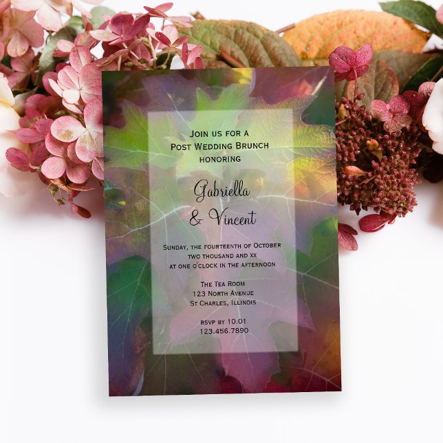 Fall Oak Leaf Hydrangea Post Wedding Brunch Invitation (Fall in Love with this woodsy natural Autumn Wedding Brunch Invitation.)