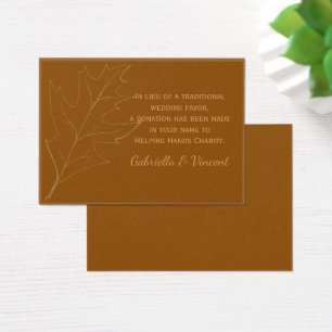 Fall Oak Leaf Wedding Charity Favour Card