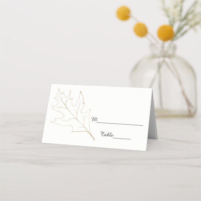 Fall Oak Leaf Wedding Place Card (Front)