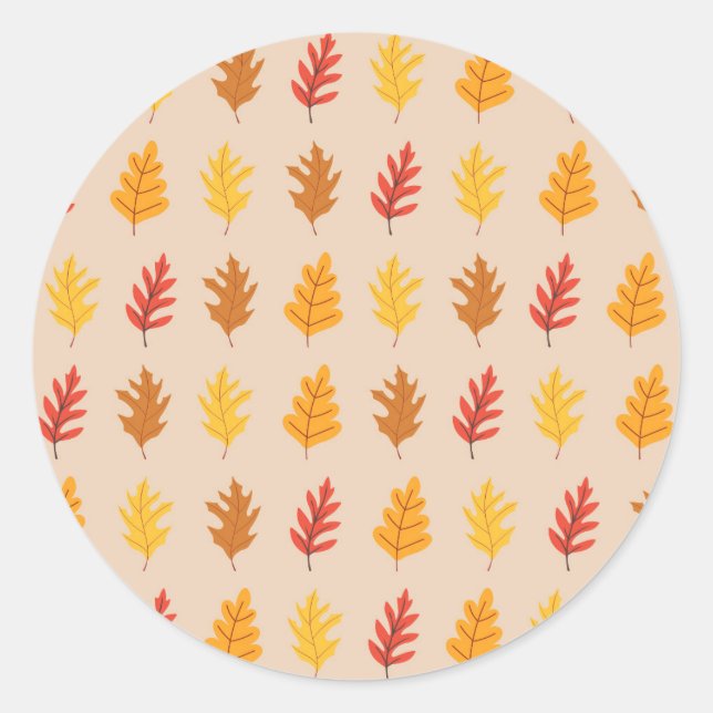  Fall Oak Leaves Classic Round Sticker (Front)