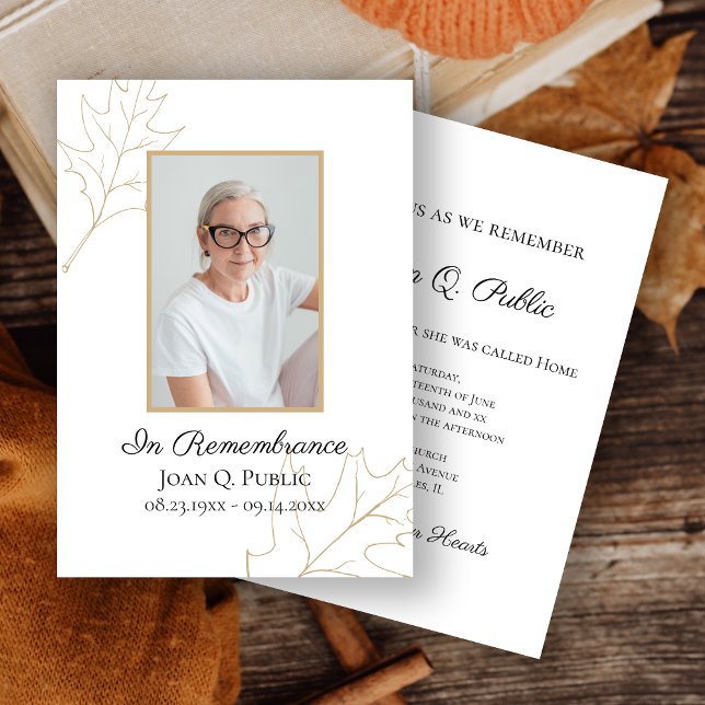 Fall Oak Leaves Death Anniversary Memorial Invitation (Creator Uploaded)