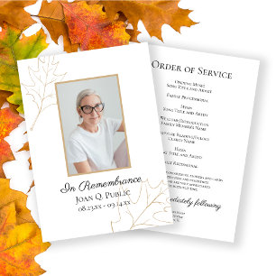 Fall Oak Leaves Funeral Memorial Service Programme