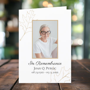 Fall Oak Leaves Funeral Service Memorial Folded Programme