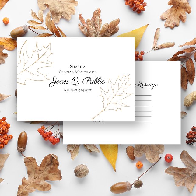 Fall Oak Leaves Share a Memory Funeral  Card (Creator Uploaded)