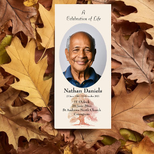 Fall Oak Tree Celebration of Life Card