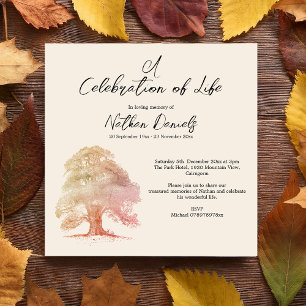 Fall Oak Tree Celebration of Life Card