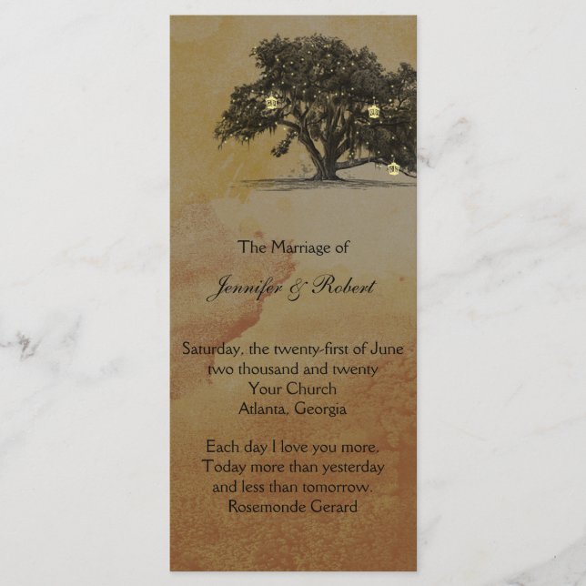 Fall Oak Tree Lantern Wedding Program Programme (Front)