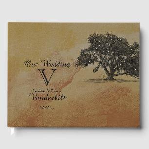 Fall Oak Tree String Lights Wedding Guest Book