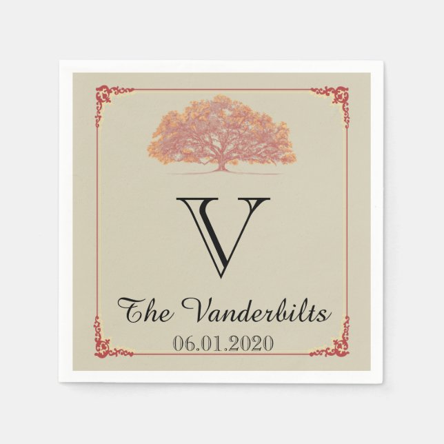Fall Oak Tree Wedding Napkin (Front)