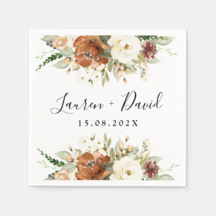 Fall Ochre floral Wedding Napkins