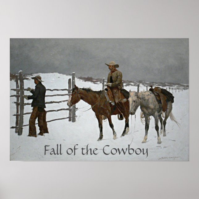 "Fall of the Cowboy" by Frederic Remington Poster (Front)