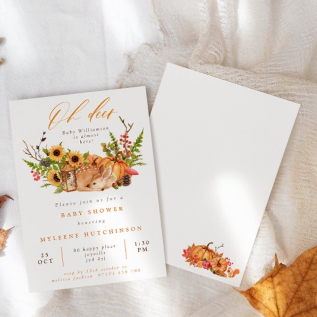 Fall Oh Deer Pumpkins & Sunflowers Baby Shower  Invitation (Creator Uploaded)