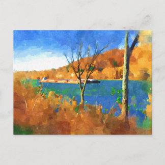 Fall on the Ohio watercolor art Postcard