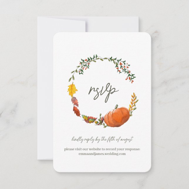 Fall or Thanksgiving Response RSVP Wedding Card (Front)