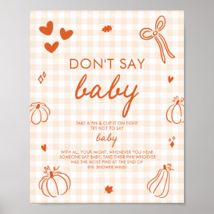 Fall Orange A Little Pumpkin Don't Say Baby Game Poster