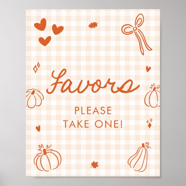 Fall Orange A Little Pumpkin Favours Sign (Front)