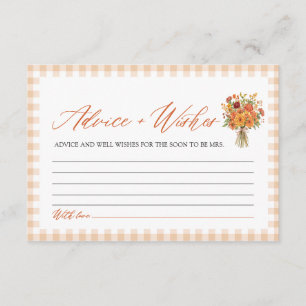 Fall Orange Advice and Wishes Bridal Shower Game Enclosure Card