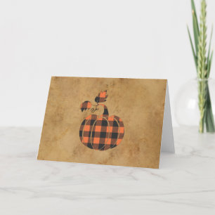 Fall Orange And Black Plaid Autumn Pumpkin Card