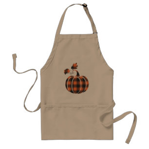 Fall Orange And Black Plaid Autumn Pumpkin Standard Apron