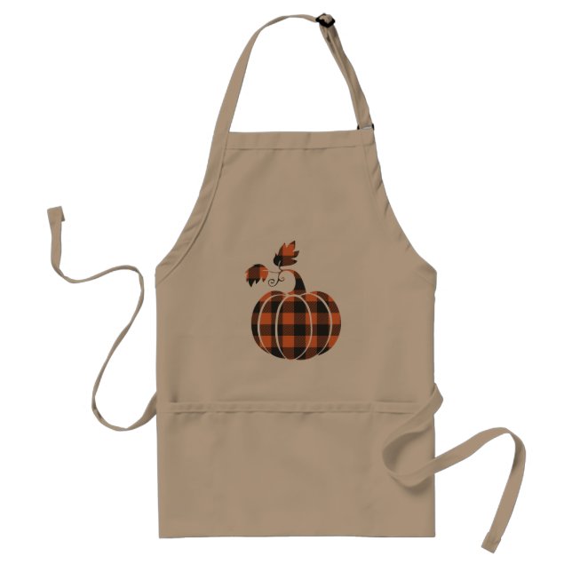 Fall Orange And Black Plaid Autumn Pumpkin Standard Apron (Front)