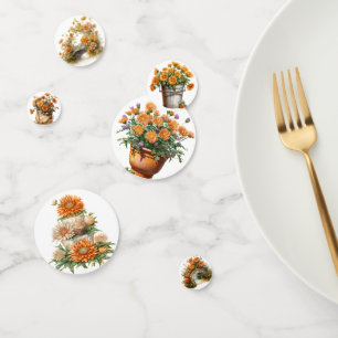 FALL ORANGE ASTER FLOWERS IN SCENES CONFETTI