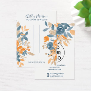 Fall orange blue floral watercolor chic hair clip