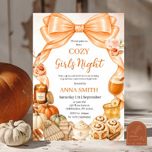 Fall Orange Bow Cosy Girls Night Invitation
