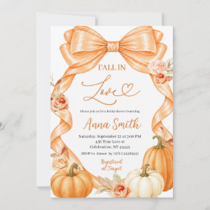 Fall Orange Bow Fall in Love Bridal Shower Invitation