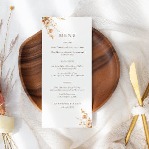 Fall Orange & Brown Wildflowers Wedding Menu