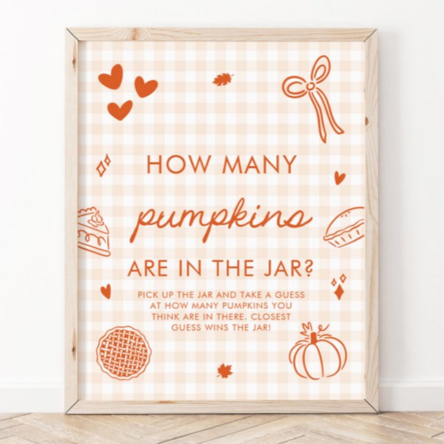 Fall Orange Cutie Pie Guess How Many Pumpkins Game Poster (Fall Orange Cutie Pie Guess How Many Pumpkins Game Sign)
