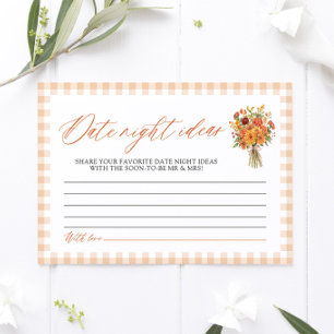 Fall Orange Date Night Ideas Bridal Shower Game Enclosure Card