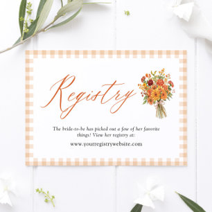 Fall Orange Farmers Market Bridal Shower Registry Enclosure Card