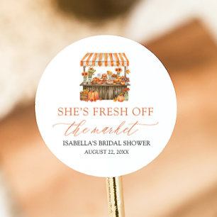 Fall Orange Fresh Off The Market Bridal Shower Classic Round Sticker