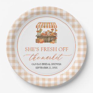 Fall Orange Fresh Off The Market Bridal Shower Paper Plate