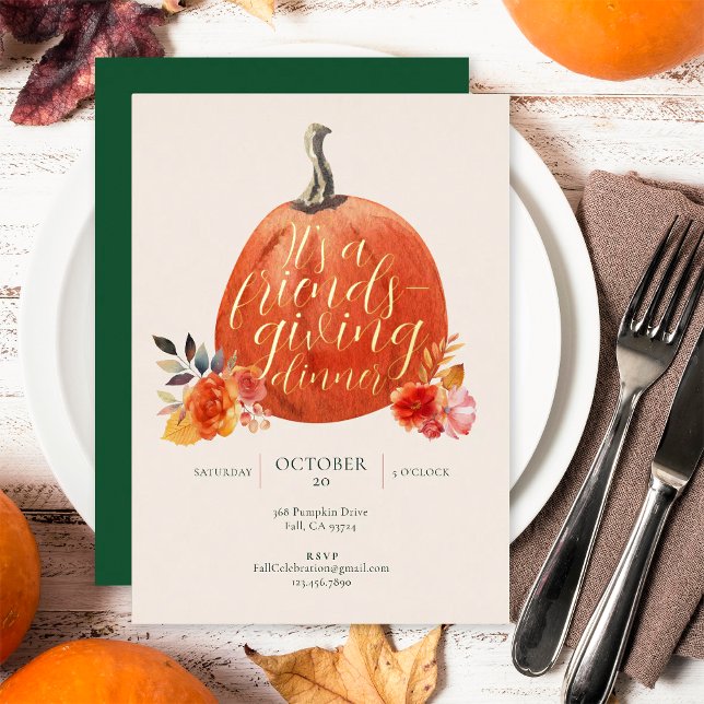 Fall Orange Friendsgiving Watercolor Pumpkin Gold (Creator Uploaded)