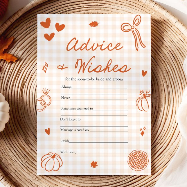 Fall Orange Gingham Advice and Wishes Game Invitation (Fall Orange Gingham Advice and Wishes Game)