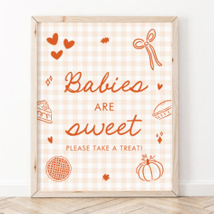 Fall Orange Gingham Cutie Pie Babies are Sweet Poster