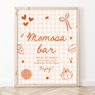 Fall Orange Gingham Cutie Pie Momosa Bar Sign