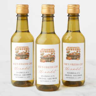 Fall Orange Gingham Farmers Market Bridal Shower Wine Label