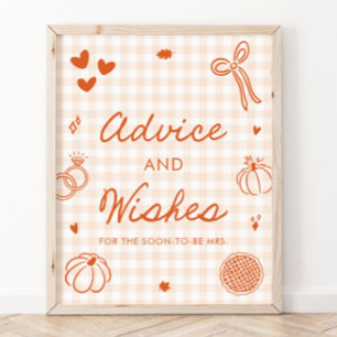 Fall Orange Gingham Hand Drawn Advice and Wishes Poster