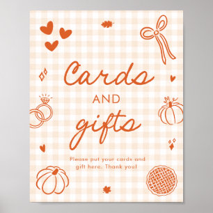 Fall Orange Gingham Hand Drawn Cards and Gifts Poster