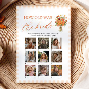 Fall Orange Gingham How Old Was The Bride Game Invitation
